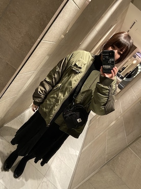 「甘辛mix」｜「アイテム（MA-1）」を使った、CHIHOOOOさん（レディース・164cm）の冬コーディネート