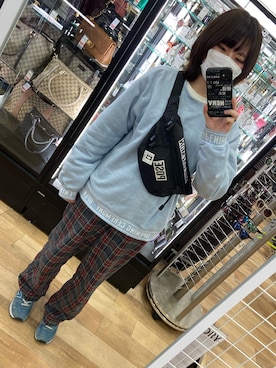 「ワッフルクルーネックＴ」｜「アイテム（ジャージ）」を使った、CHIHOOOOさん（レディース・164cm）の冬コーディネート