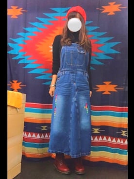 「チチカカ」｜「アイテム（サロペット/オーバーオール）」を使った、cuoreさん（レディース・157cm）の冬コーディネート