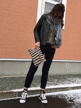 「Ungrid（アングリッド）のアイテム（マフラー）」を使った、k.n.m−ma★さん（レディース・170cm）の冬コーディネート