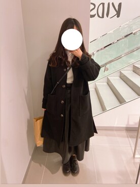 「レザースカート」｜「アイテム（チェスターコート）」を使った、Mさん（レディース・161cm）の冬コーディネート