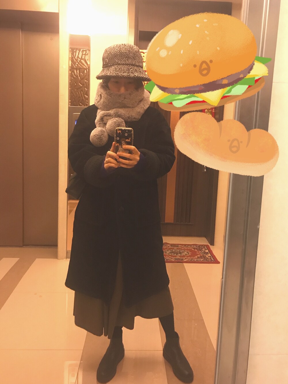 「OVERRIDEのアイテム（帽子、その他）」を使った、niniさん（レディース・160cm）の冬コーディネートの1枚目の写真