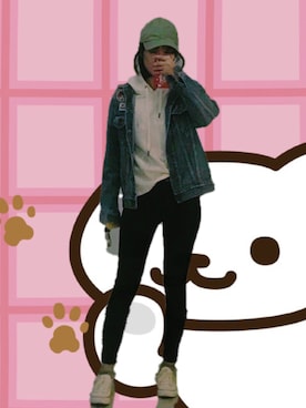 「FILA（フィラ）のアイテム（スリッポン）」を使った、大爆爆さん（レディース・166cm）の春コーディネート