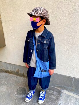 「ARCH & LINE（アーチアンドライン）のアイテム（デニムジャケット）」を使った、a26oさん（キッズ・125cm）の冬コーディネート