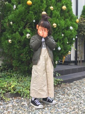 「アイテム（つなぎ/オールインワン、ベージュ系）」を使った、meicombuさん（レディース・165cm）の秋コーディネート