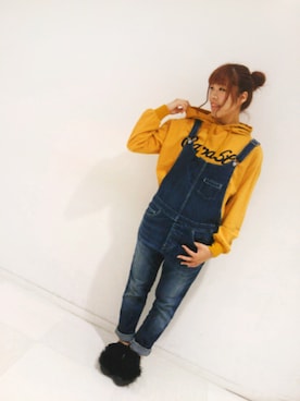 「カジュアル#パーカー#オーバーオール#RNA」｜Makiさん（レディース・158cm）の秋コーディネート