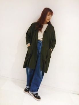「シャツ#ワンピ#カーキ#RNA#カジュアル#秋#」｜Makiさん（レディース・158cm）の秋コーディネート