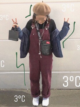 「RETRO GIRL（レトロガール）のアイテム（ハンチング/ベレー帽）」を使った、もな ふくださん（レディース・160cm）の冬コーディネート