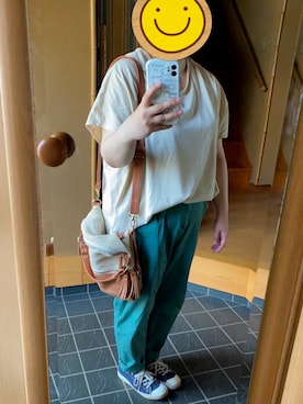 「UNIQLO（ユニクロ）のコットンテーパードアンクルパンツ（丈標準64cm）（その他パンツ）」を使った、KiKiKi2451さん（レディース・151cm）の春コーディネート