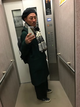 「BEAMS LIGHTS（ビームスライツ）のアイテム（ハンチング/ベレー帽、ブラック系）」を使った、Masaaki-Uemuraさん（メンズ・165cm）の春コーディネート