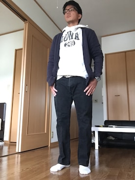 「Right-on（ライトオン）のアイテム（カーディガン/ボレロ）」を使った、SEIさん（メンズ・171cm）の冬コーディネート