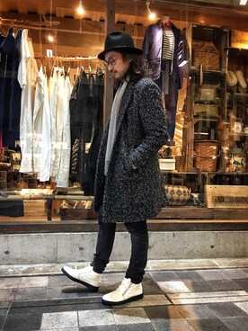 「H&M（エイチ・アンド・エム）のアイテム（デニムパンツ）」を使った、HARAさん（メンズ・172cm）の冬コーディネート
