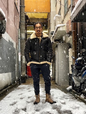 「寒い」｜HARAさん（メンズ・172cm）の冬コーディネート