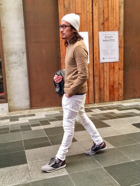 ニット セーターを使った 白ニット帽 の人気ファッションコーディネート ユーザー ショップスタッフ Wear