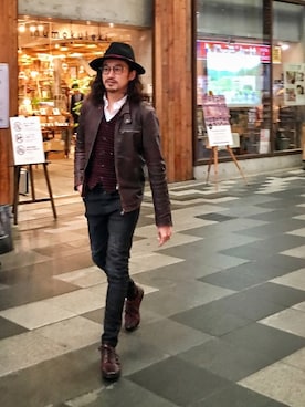 「NANO universe（ナノユニバース）のアイテム（帽子）」を使った、HARAさん（メンズ・172cm）の春コーディネート
