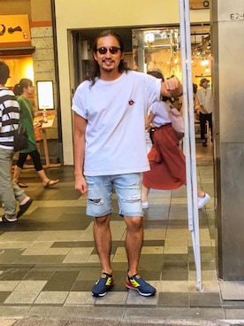 「H&M（エイチ・アンド・エム）のアイテム（パンツ）」を使った、HARAさん（メンズ・172cm）の夏コーディネート