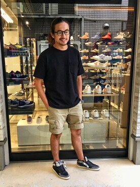 「アイテム（カーゴパンツ）」を使った、HARAさん（メンズ・172cm）の夏コーディネート