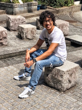 「アイテム（デニムパンツ）」を使った、HARAさん（メンズ・172cm）の夏コーディネート