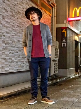 「NANO universe（ナノユニバース）のアイテム（帽子）」を使った、HARAさん（メンズ・172cm）の秋コーディネート