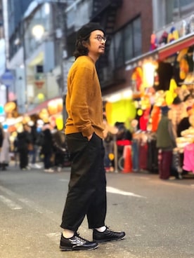 「UNIQLO（ユニクロ）のアイテム（チノパンツ）」を使った、HARAさん（メンズ・172cm）の冬コーディネート