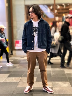 「ONE DAY KMC （ワンデイケーエムシー）のアイテム（ジャケット/アウター）」を使った、HARAさん（メンズ・172cm）の春コーディネート