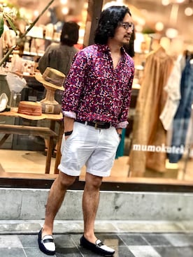 「アイテム（モカシン/デッキシューズ）」を使った、HARAさん（メンズ・173cm・30代）の夏コーディネート