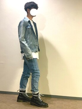 「zozoデニム」｜「アイテム（デニムジャケット）」を使った、Riskeさん（メンズ・168cm）の春コーディネート