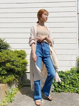 「ニットキャミソール」｜「アイテム（ワンピース/ドレス）」を使った、rionaさん（レディース・158cm）の夏コーディネート