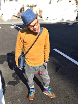 「アイテム（スニーカー）」を使った、ぶーもんさん（メンズ・165cm）の冬コーディネート