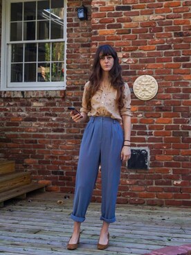 「blue」｜「アイテム（スラックス）」を使った、Erinさん（レディース・173cm）の春コーディネート