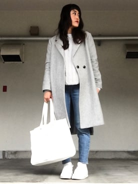 「AMERI」｜「アイテム（チェスターコート）」を使った、ゆかりさん（レディース・160cm）の春コーディネート