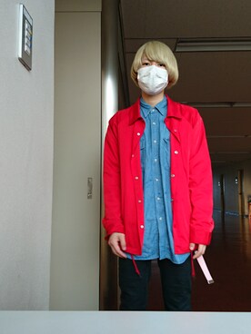 「学校」｜「アイテム（ナイロンジャケット）」を使った、日記さん（メンズ・170cm）の春コーディネート