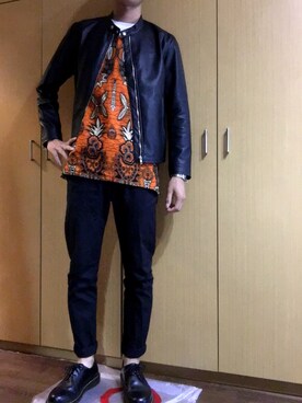 「BACK NUMBER（バックナンバー）のアイテム（ライダースジャケット）」を使った、koukiさん（メンズ・183cm）の秋コーディネート