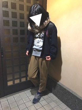 「アイテム（スニーカー、その他）」を使った、MONさん（レディース・163cm）の冬コーディネート