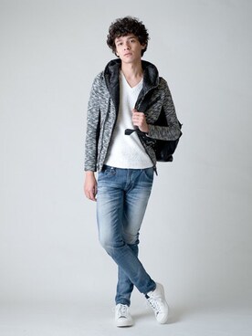 「Buffalo Bobs（バッファローボブズ）のアイテム（その他アウター）」を使った、Goichi Numanoさん（メンズ・174cm）の春コーディネート