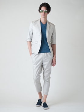 「Buffalo Bobs（バッファローボブズ）のアイテム（スリッポン）」を使った、Goichi Numanoさん（メンズ・174cm）の春コーディネート