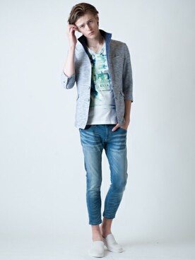 「Buffalo Bobs（バッファローボブズ）のアイテム（テーラードジャケット）」を使った、Goichi Numanoさん（メンズ・174cm）の夏コーディネート