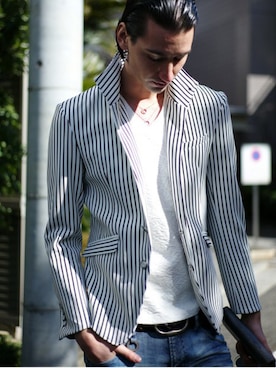 「Buffalo Bobs（バッファローボブズ）のアイテム（テーラードジャケット）」を使った、Goichi Numanoさん（メンズ・174cm）の夏コーディネート