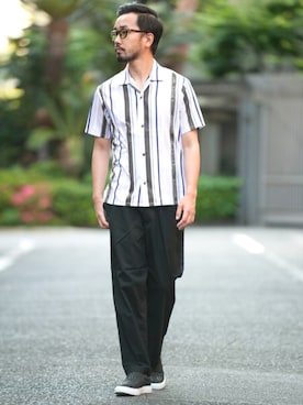 「Buffalo Bobs（バッファローボブズ）のアイテム（スリッポン）」を使った、Goichi Numanoさん（メンズ・174cm）の夏コーディネート