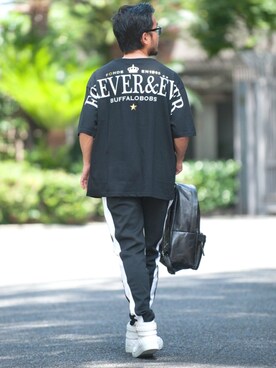 「Buffalo Bobs（バッファローボブズ）のアイテム（スニーカー）」を使った、Goichi Numanoさん（メンズ・174cm）の夏コーディネート