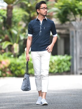 「Buffalo Bobs（バッファローボブズ）のアイテム（スリッポン）」を使った、Goichi Numanoさん（メンズ・174cm）の夏コーディネート