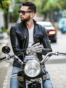 「Buffalo Bobs（バッファローボブズ）のアイテム（ライダースジャケット）」を使った、Goichi Numanoさん（メンズ・174cm）の冬コーディネート