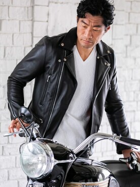 「Buffalo Bobs（バッファローボブズ）のアイテム（ライダースジャケット）」を使った、Goichi Numanoさん（メンズ・174cm）の夏コーディネート
