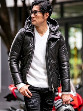 「Buffalo Bobs（バッファローボブズ）のアイテム（ダウンジャケット/コート）」を使った、Goichi Numanoさん（メンズ・174cm）の秋コーディネート