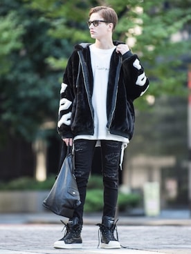 「Buffalo Bobs（バッファローボブズ）のアイテム（バッグ）」を使った、Goichi Numanoさん（メンズ・174cm）の秋コーディネート