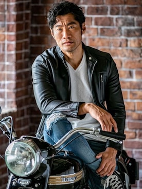 「Buffalo Bobs（バッファローボブズ）のアイテム（ライダースジャケット）」を使った、Goichi Numanoさん（メンズ・174cm）の冬コーディネート