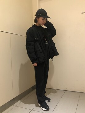 「DANKE SCHON（ダンケシェーン）のアイテム（MA-1）」を使った、EMII SHOJIさん（レディース・156cm）の秋コーディネート