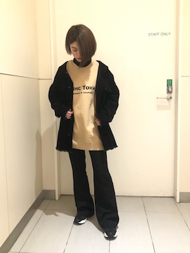 「DANKE SCHON（ダンケシェーン）のアイテム（ブルゾン）」を使った、EMII SHOJIさん（レディース・156cm）の冬コーディネート