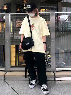 「KaneZ（ケインズ）のアイテム（キャップ）」を使った、EMII SHOJIさん（レディース・156cm）の夏コーディネート