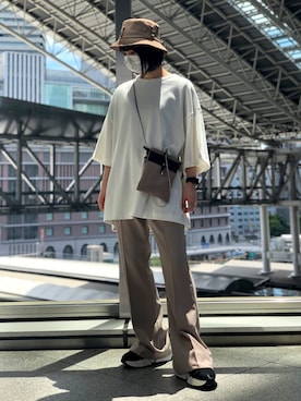 「L.H.P（エルエイチピー）のアイテム（帽子）」を使った、EMII SHOJIさん（レディース・156cm）の夏コーディネート